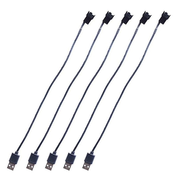 5 stk. USB til datamaskin CPU-viftekabel USB til 4-pinners vifteadapterkabler 5V 50 cm datamaskin vifte strømkabel