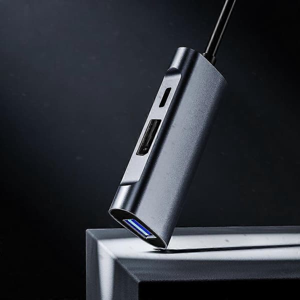 3-in-1 Telakointiasema 480Mbps 4K@60Hz PD 60W Suuri DP DisplayPort+USB-C USB2.0 Mini Hub -sovitin