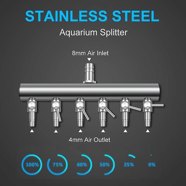 Akvarium Luftstrøm Splitter Akvarium Luftkontrollventil Oksygenfordeler Akvarium Luftpumpe Tilbehør