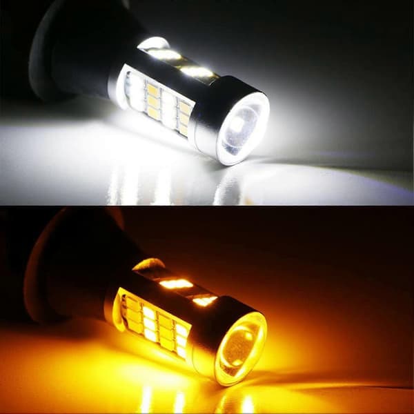 2 stk LED Dobbelt Farve Blinklys Dagkørelys Strobe Lampe 2835 42SMD
