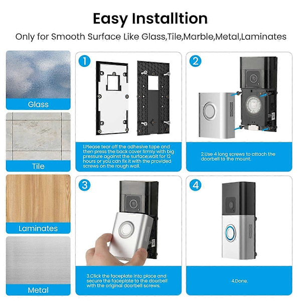 Porattava videokelloteline Video Doorbell 3/3 Plus/4, Battery Doorbell Plus/Pro -kelloille, kellotelineen pidike