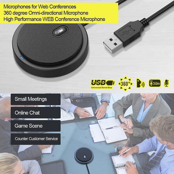 USB Kondensatormikrofon for Møte, Forretningskonferanse, Dataspill