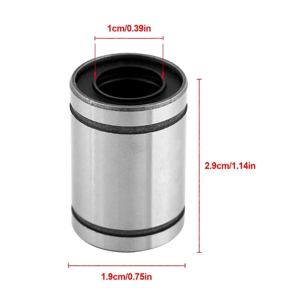 8 stk. LM10UU 10mm Lineær Kulelagerforing for 3D-skriver CNC-deler