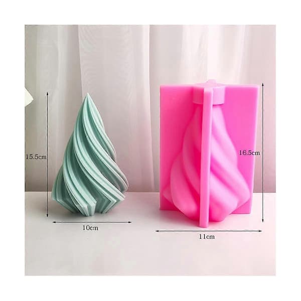 Roterende kjeglelysform Bølge Stripe Aromaterapi Lys Silikonform DIY Buet Kolonne Plast