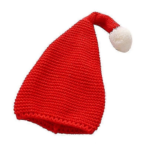 2 st Julstickade Mössor Ullgarn Med Lång Svans Fluffig Boll Höst Vinter Portabla Tomtemössor För Barn