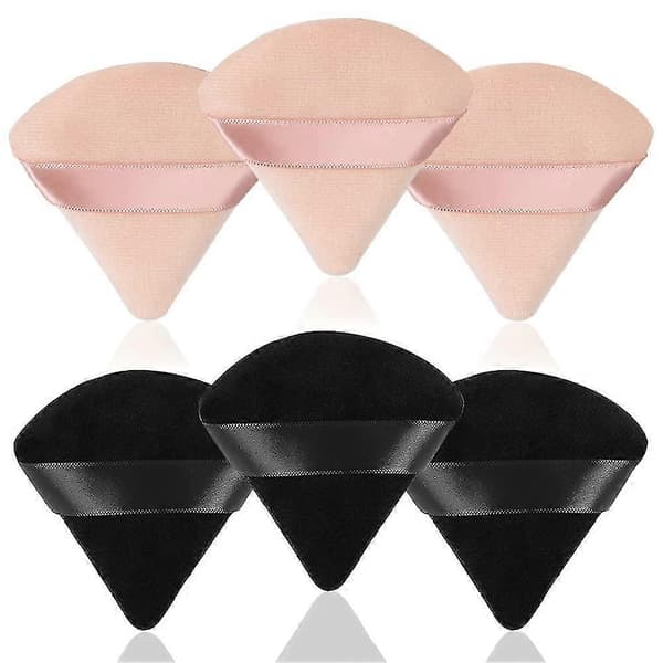 6 Triangle Puderpuffar, sminkpuff för ansiktspuder, velour Triangle Svampar för Banmo