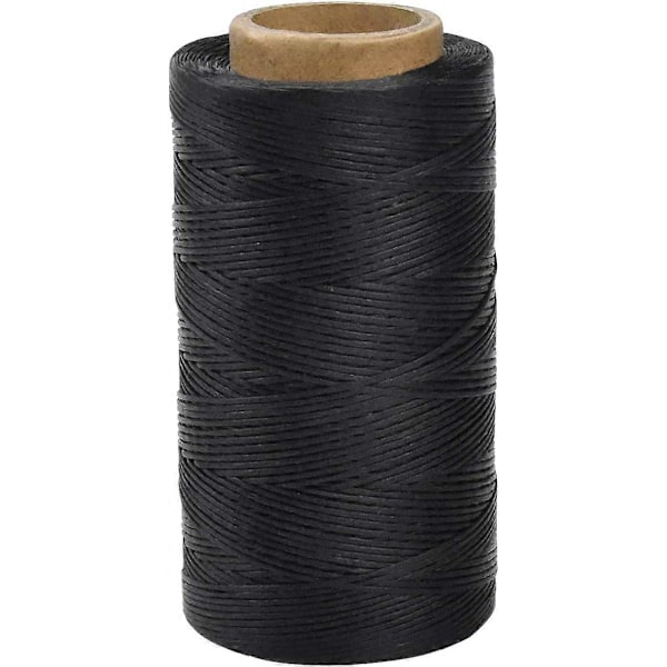 Lærsytråd 150D 1 mm Vokset Hekling (Svart)
