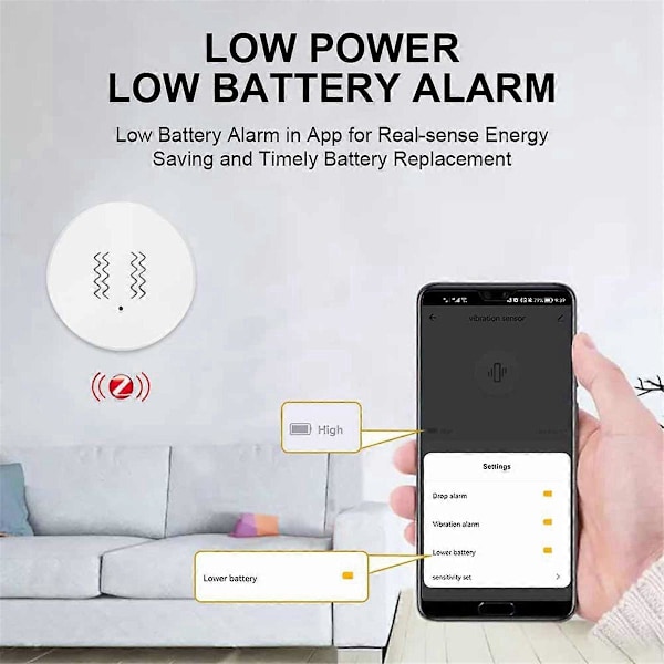 Tuya ZigBee Smart Vibrationssensor Realtidsovervågning Dør Vindue Detektion Alarm Smart Sikkerhed