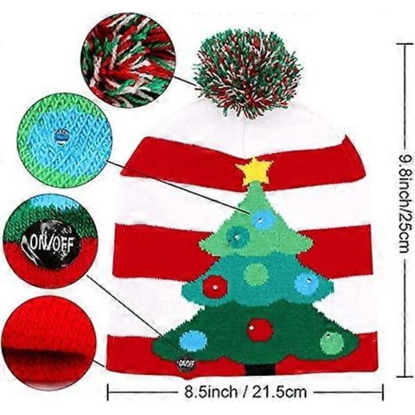 Varm LED-upplyst julhatt Tomte ful hatt björn fest blinkande mössa