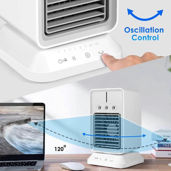 Personlig Aircondition, Bærbar Fordampningsluftkøler Ventilator med Timer & Oscillationsfunktion Luftfugter
