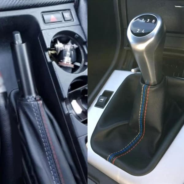 Auton vaihteensiirtoholkit käsijarrun suojus - 3-sarja E36 E46 E30 E34 Z3 Musta nahka