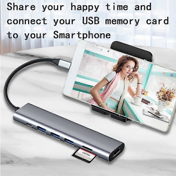 Sju-i-ett expansionsdocka typ-c till hdmi4k usb3.0 pd snabbladdning SD/TF sju-i-ett HUB-omvandlare