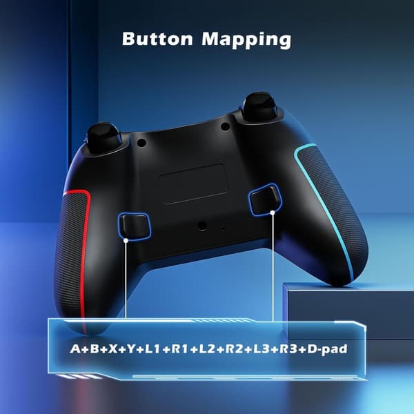 Kontroller for Switch, trådløs kontroller kompatibel med Switch Lite/OLED, Turbo/Makro-programmering/Justerbar vibrasjon/6-akset gyroskop/Skjermbilde Black