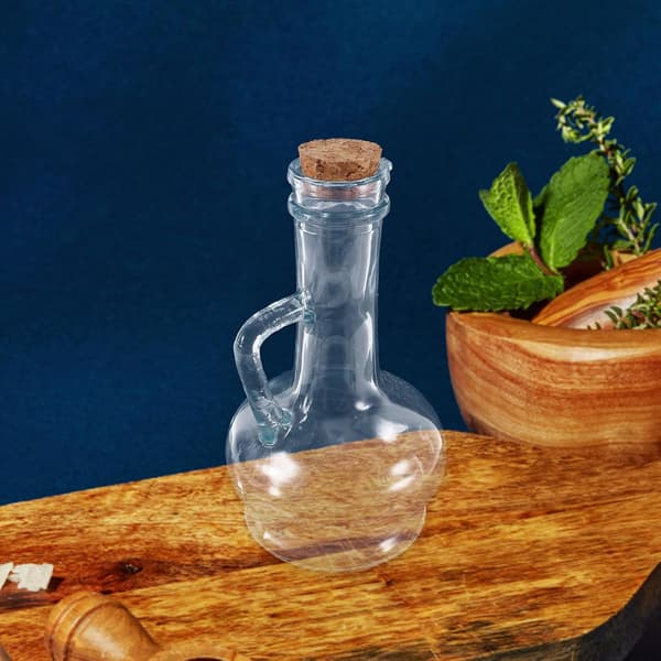 260 ml oljeförvaringsflaska, multifunktionell förseglad glasbehållare med syntetiskt material, greppvänlig design