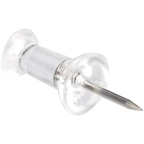 Häftstift, transparent plasthuvud, stålspets, 200-pack