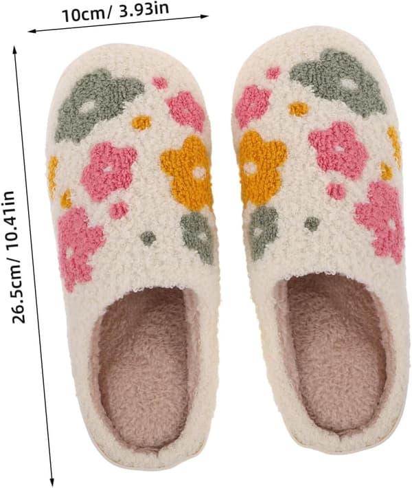 Varma tofflor för kvinnor inomhus mysiga vinter fluffiga bomullsblommor sovrum bekväma hustofflor