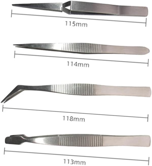 4-pack pincettset i stål, multifunktionellt kit med spetsiga pincetter