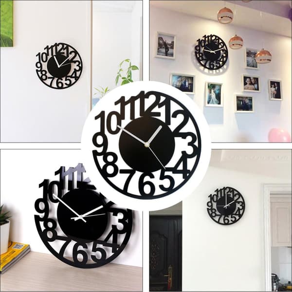Halvmåneformad väggklocka tyst akrylmaterial lätt att installera enkel kreativ design