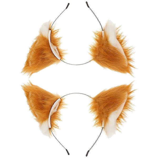 Søtt hårbånd for jenter til cosplay-fest, reveøreform, plysjmateriale, 2 stk.