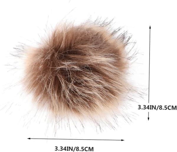Fuskull-plyschaccessoarer med pompoms för mössor och kläder, 8-9 cm kaffefärgat elastiskt hårband