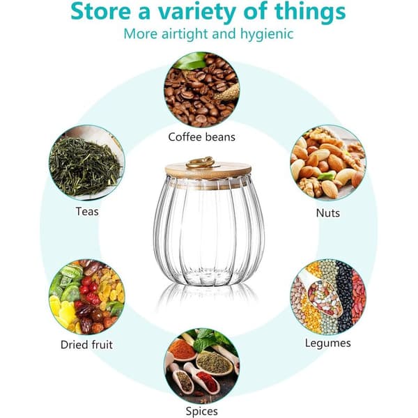 Set med 2 lufttäta glasburkar för te, kaffe, socker - Köksförvaring - 750 ml (2 ovala)