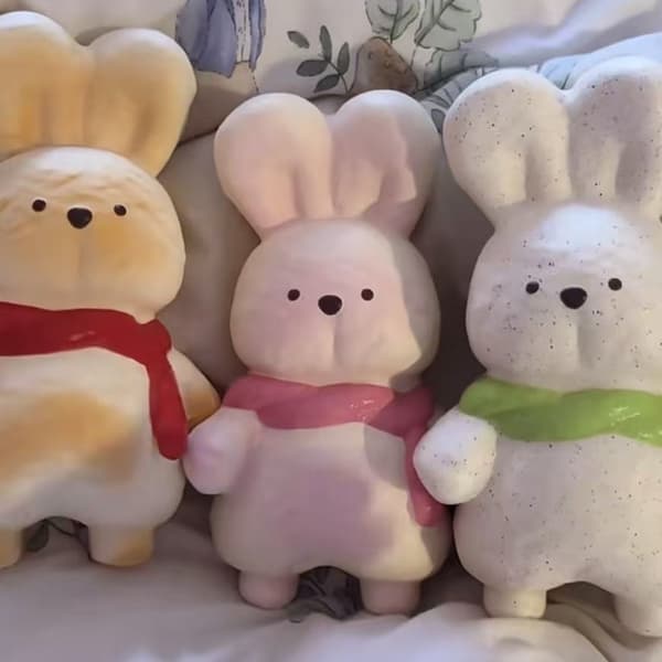 Söt mjukiskanin, mjuk och långsamt återstudsande squishy-kanin - Stor 18 cm, vit