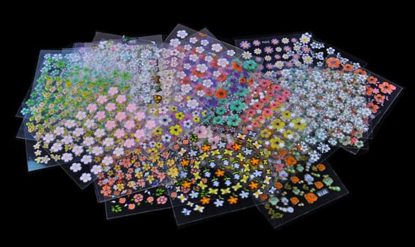 10 ark blommor självhäftande nageldekorationer