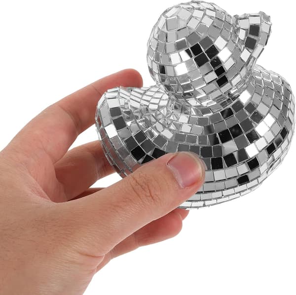 Ankformad discokula spegeldekoration silver glas skum reflekterande yta
