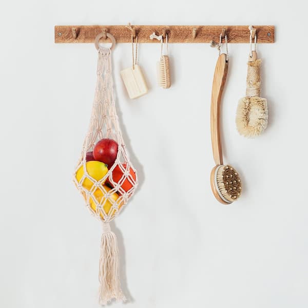 Hängande förvaringskorg för frukt och grönsaker, handvävd i bomullsrep, modern och elegant design