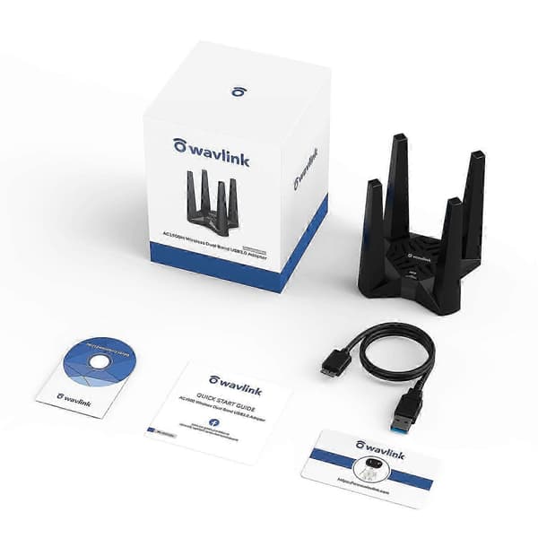 Wavlink AC1900 Dual-Band USB WiFi-adapter magnetiskt nätverkskort