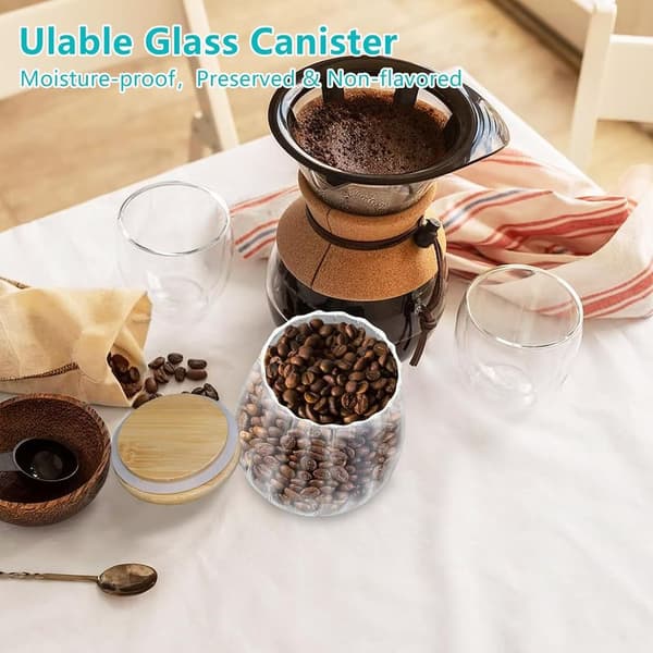 Set med 2 lufttäta glasburkar för te, kaffe, socker - Köksförvaring - 750 ml (2 ovala)