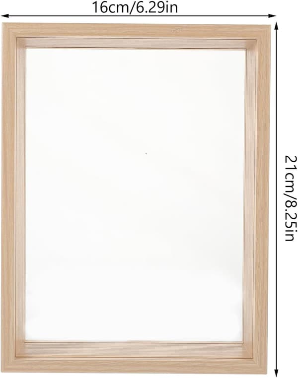 Flytande displayram 3D-provram khaki trä PVC lätt elegant väggmonterat blickfång