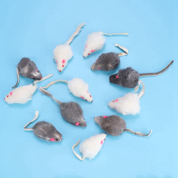 Kattleksaksset - 12 mini-plyschmöss för kattungar