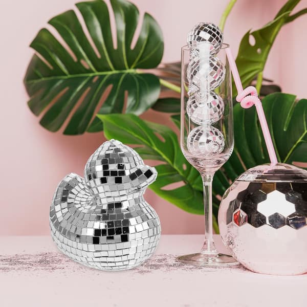 Ankformad discokula spegeldekoration silver glas skum reflekterande yta