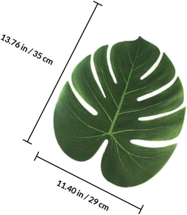 12 st gröna Monstera-bladformade palmbladstabletter i plast