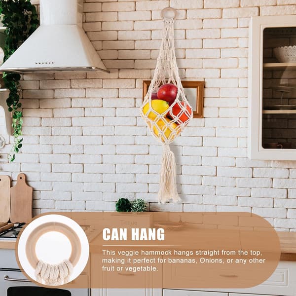Hängande förvaringskorg för frukt och grönsaker, handvävd i bomullsrep, modern och elegant design