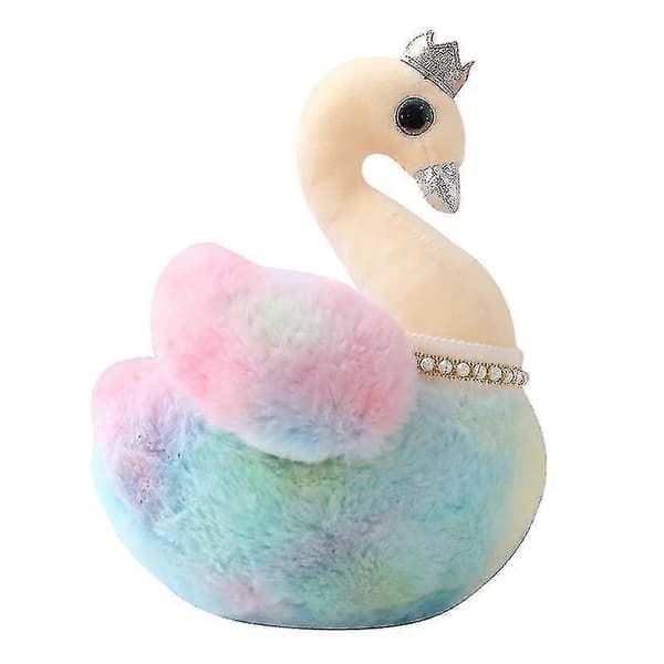 Joutsen-pehmolelu kruunulla, söpö 3D-sateenkaarinukke B926-156-lingling