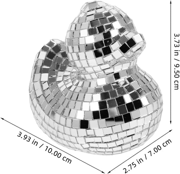 Ankformad discokula spegeldekoration silver glas skum reflekterande yta