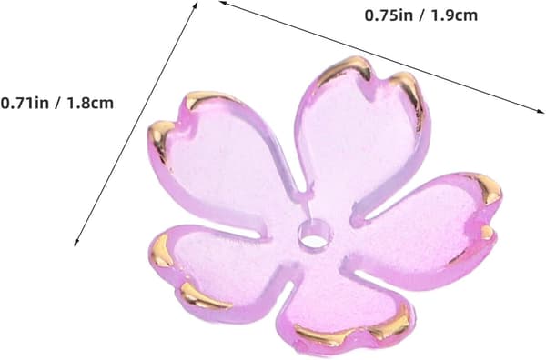 100 stk. akryl kirsebærblomst-mellemperler blå gradient guld kant, mini blomsterperler