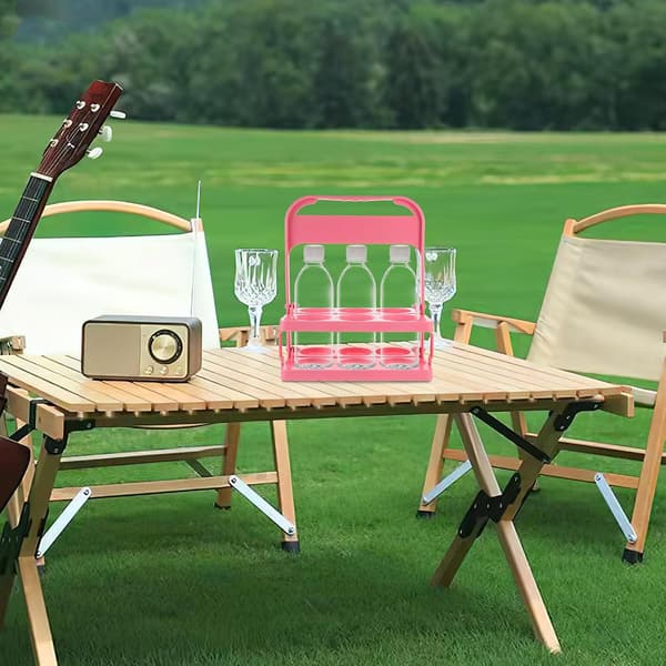 Bärbar hopfällbar dryckeshållare mugghållare 6 st plastställ för vattenflaskor