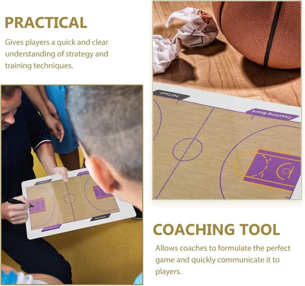 Dubbelsidig coach-tavla för basket med whiteboard-yta