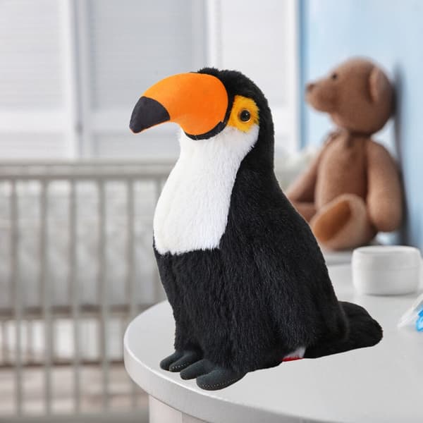 Pehmolelu papukaija 35 cm musta/valkoinen CE-merkitty 3+