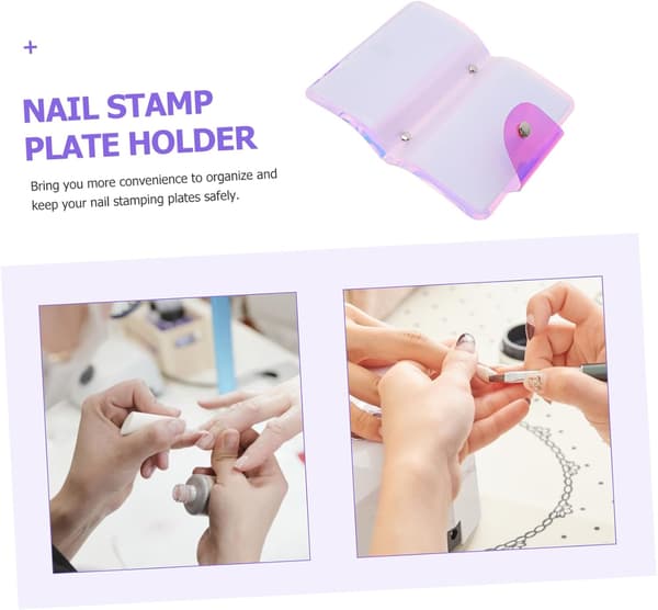 Hållare för nagelkonststämplar med rektangulära fack, förvaringsväska för nagelplattor
