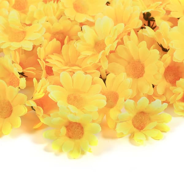 100st 50st Prästkrage Konstgjorda tygblommor för bröllopsfest (#1 Gul)
