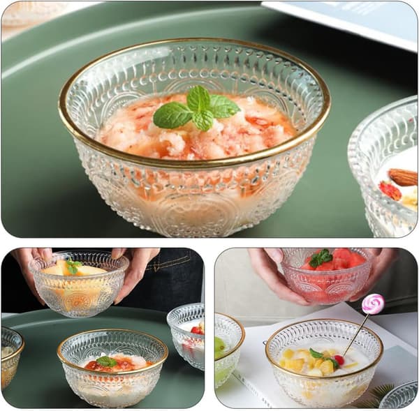 Retro präglad glasskål salladsskål glasmatförvaringsbehållare serveringsfruktdesign