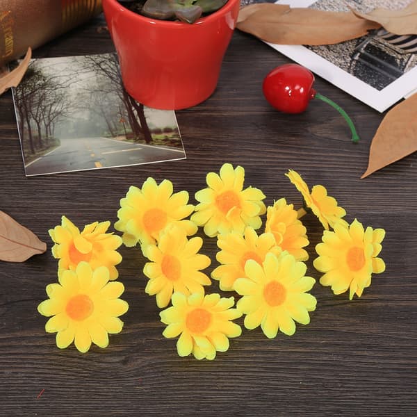 100st 50st Prästkrage Konstgjorda tygblommor för bröllopsfest (#1 Gul)