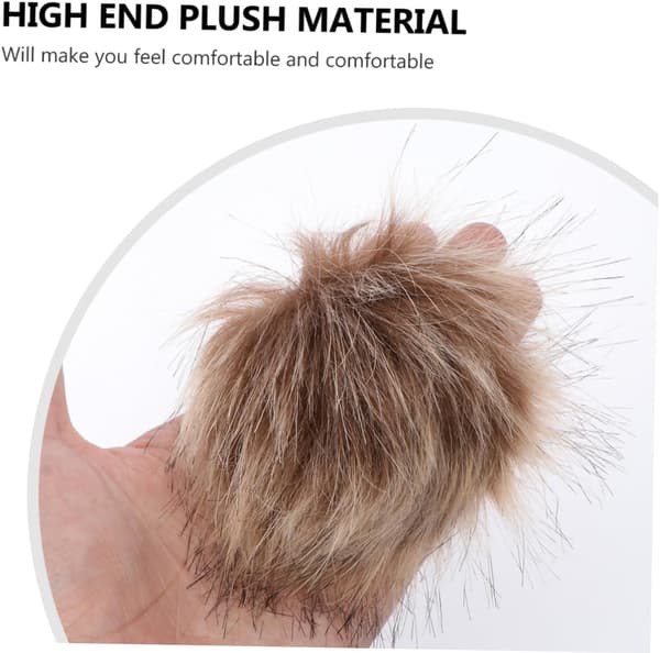 Fuskull-plyschaccessoarer med pompoms för mössor och kläder, 8-9 cm kaffefärgat elastiskt hårband