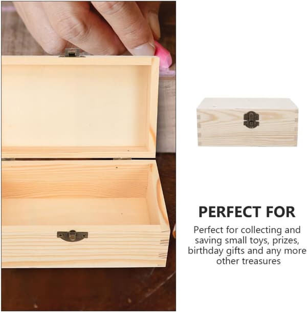 Furu trälåda med lock 15x9,4x6cm Obehandlad förvaringslåda i trä