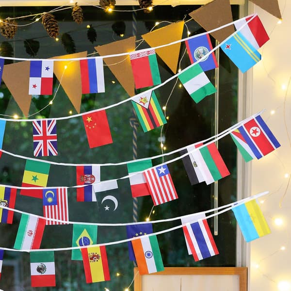 5m internationell flagg-girlang med länders flaggor