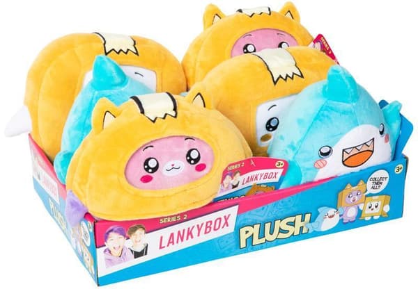 LankyBox Thicc Shark -pehmolelu, pehmeä lelu, 20 cm, monivärinen